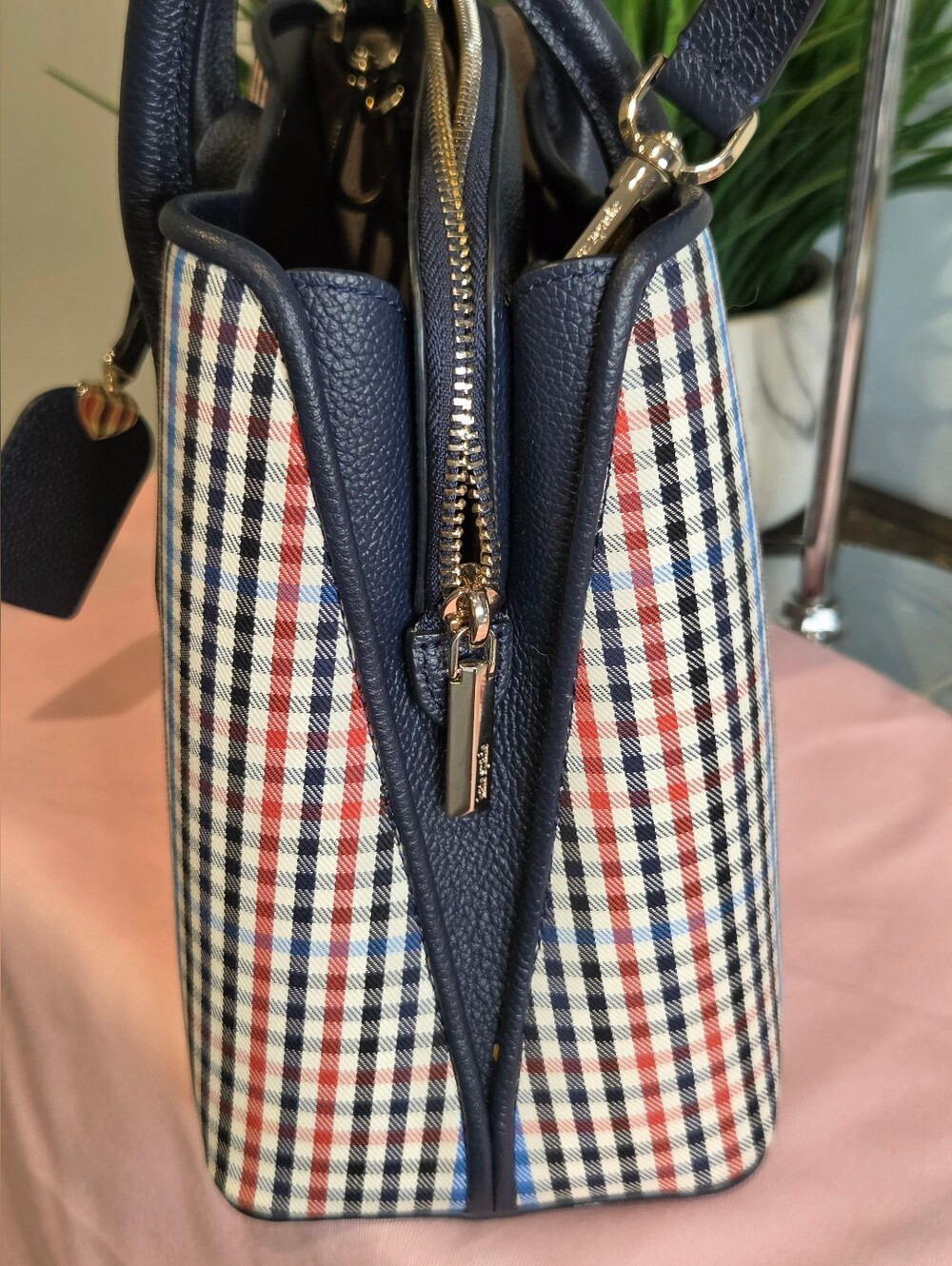 Kate Spade Margaux Plaid Satchel & Dustbag. - Picture 4 of 15
